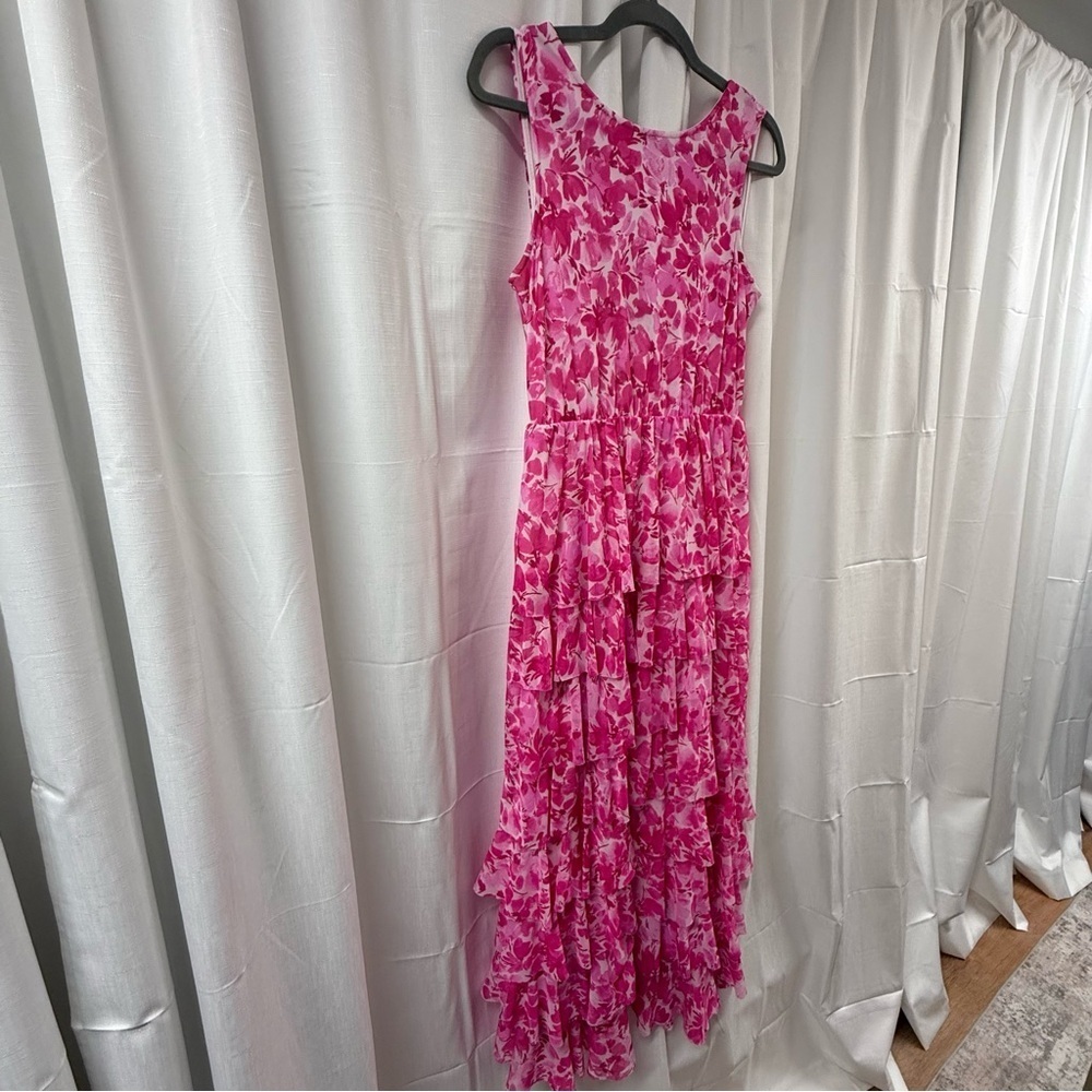 Vince Camuto Pink Floral Tiered Maxi Dress Sleeveless Size Small - Picture 6 of 6